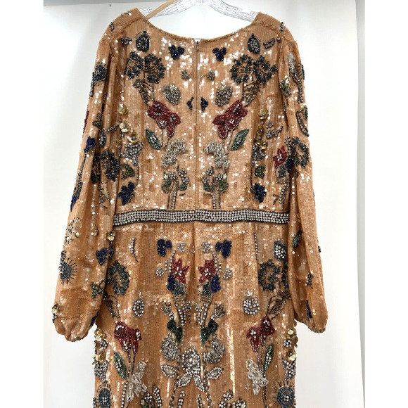 Mac Duggal 93546 Size 14 Beaded Sequin Long Bishop Sleeve Evening Dress NWT FLAW - Picture 12 of 16